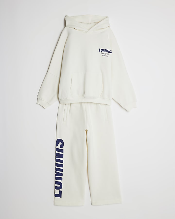 River Island Boys Ecru Luminis Hoodie Set