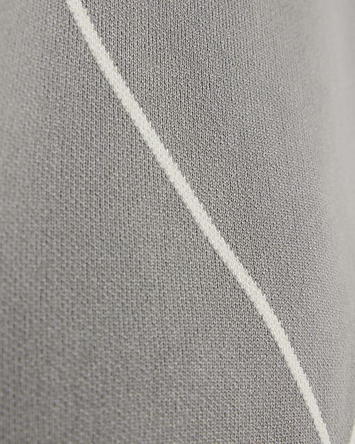 River Island Boys Grey Diamond Polo Zip Jumper