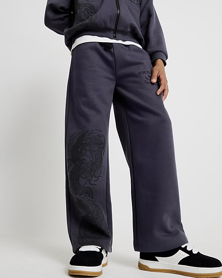 River Island Boys Grey Japanese Dragon Hoodie Set