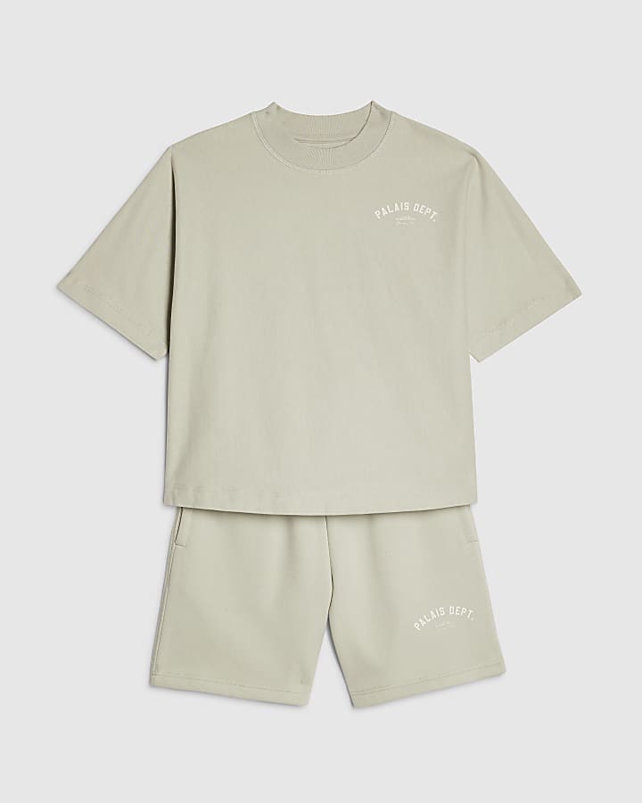 River Island Boys Grey Palais Dept T-Shirt Set