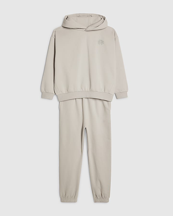 River Island Boys Grey RR Hoodie And Joggers Set
