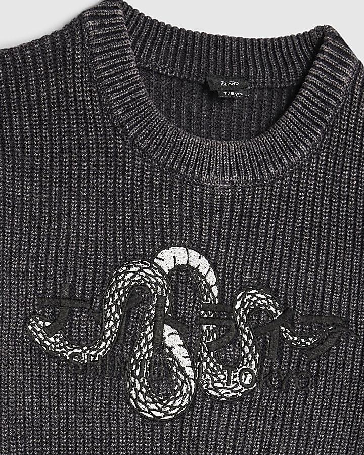 River Island Boys Grey Washed Japanese Jumper