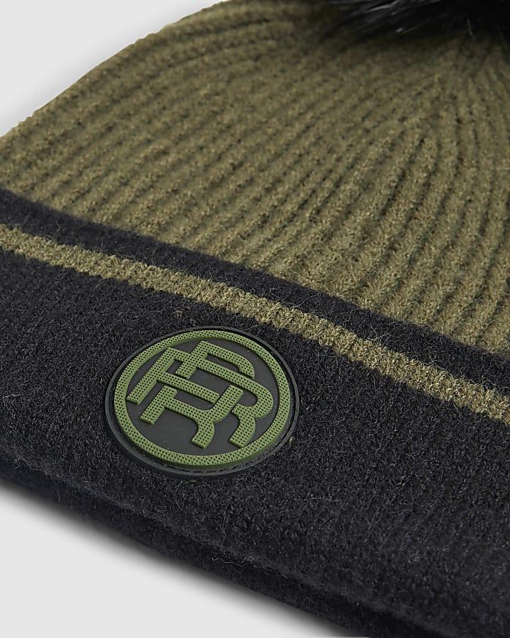 River Island Boys Khaki Colour Blocked Beanie