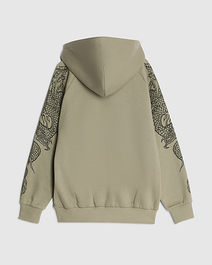 River Island Boys Khaki Japanese Hoodie