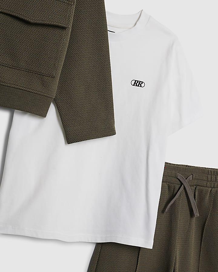 river island Boys Khaki Textured Harrington Set