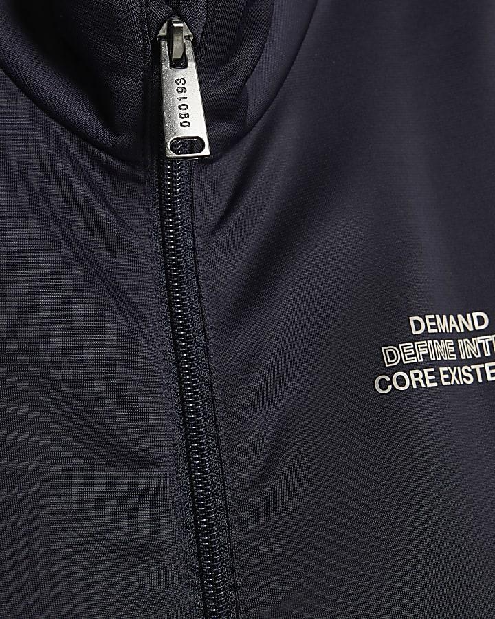 River Island Boys Navy Funnel Zipped Tracksuit Set
