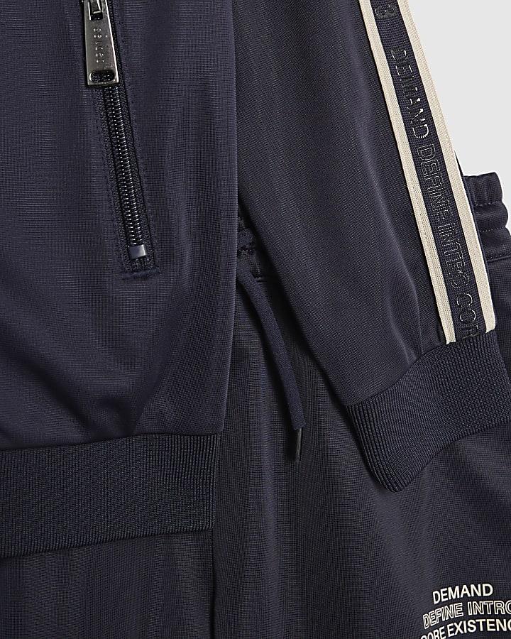 river island Boys Navy Funnel Zipped Tracksuit Set