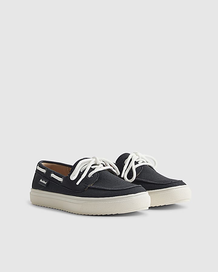 River Island Boys Navy Laced Boat Shoes