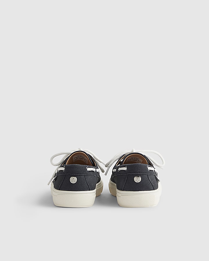 River Island Boys Navy Laced Boat Shoes