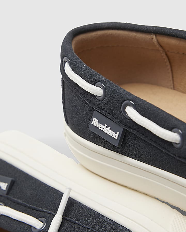 River Island Boys Navy Laced Boat Shoes