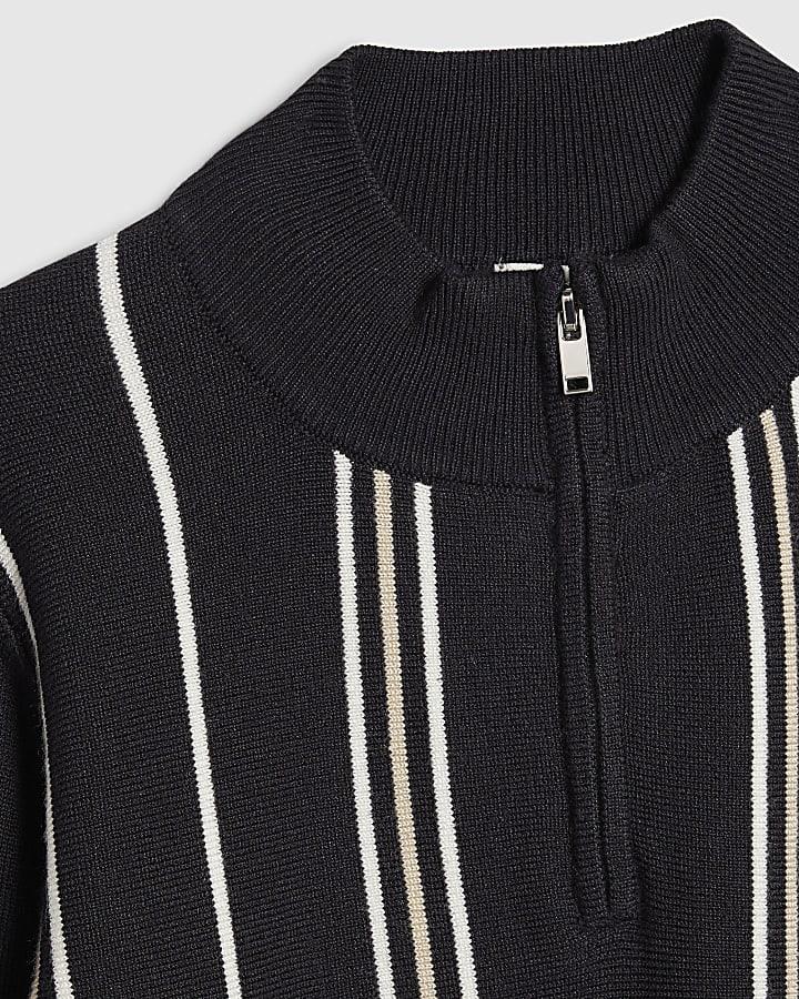 River Island Boys Navy Stripe Funnel Top
