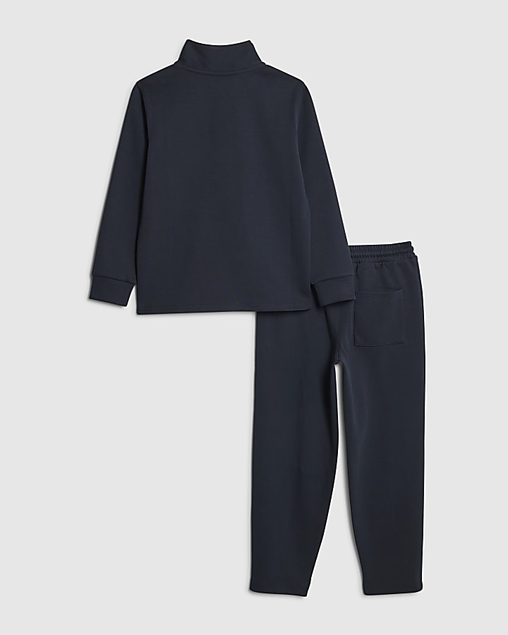 River Island Boys Navy Zip Funnel Sweatshirt Set