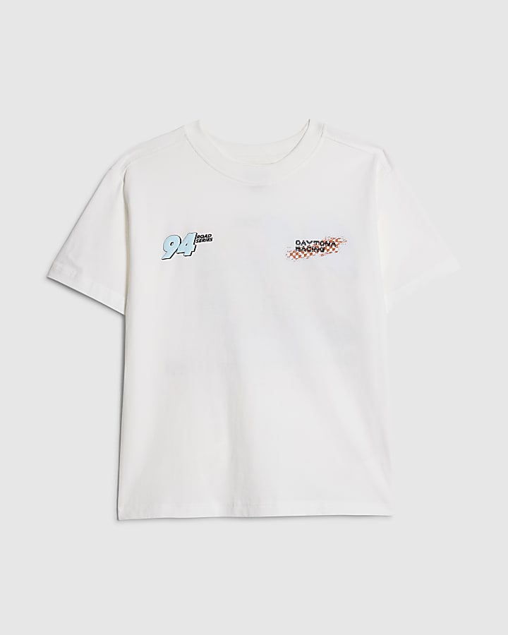 River Island Boys White 94 Racing T-Shirt