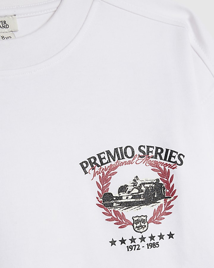 River Island Boys White Car Back Print T-Shirt