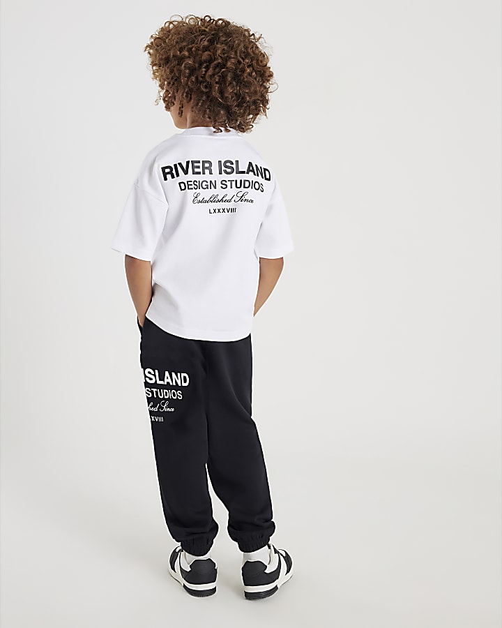 River Island Boys White Design Studios Joggers Set