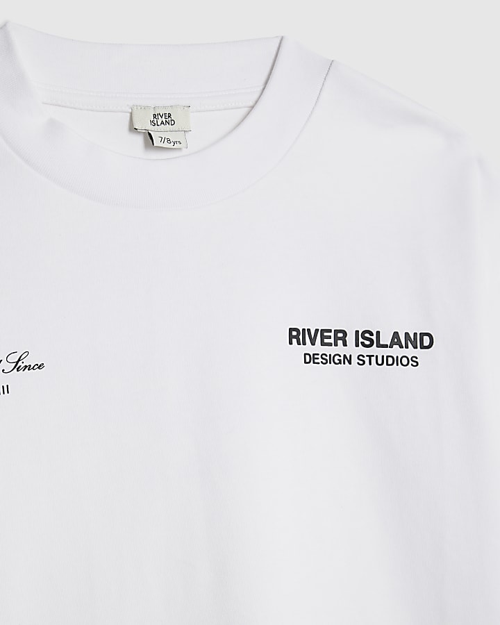 river island Boys White Design Studios Joggers Set