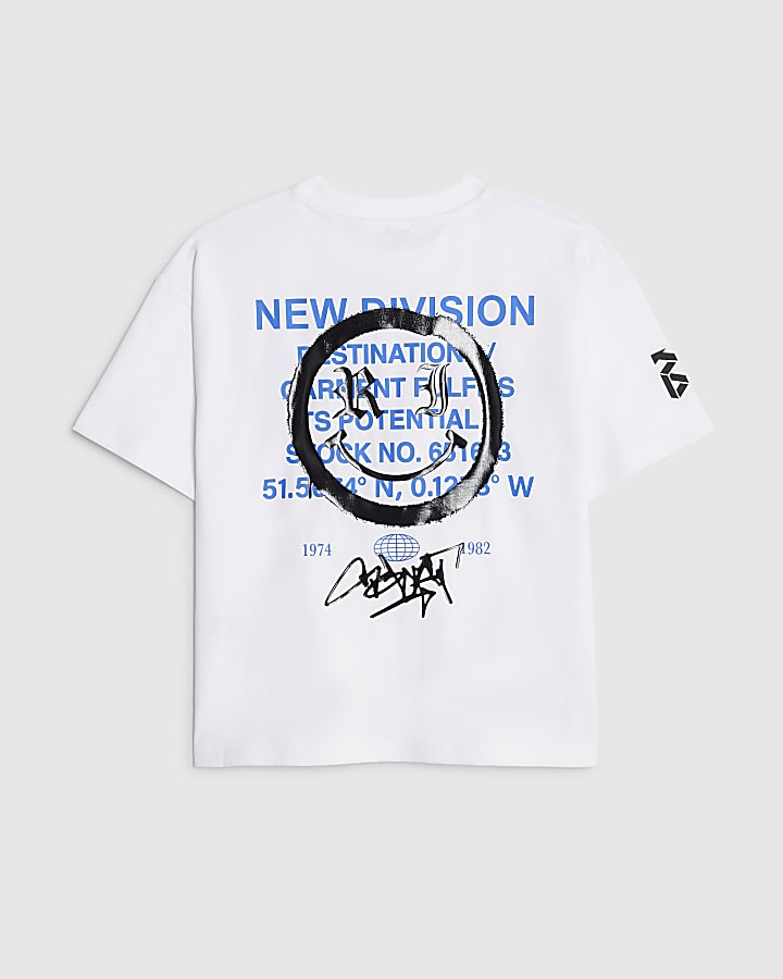 River Island Boys White Graffiti Smile T-Shirt
