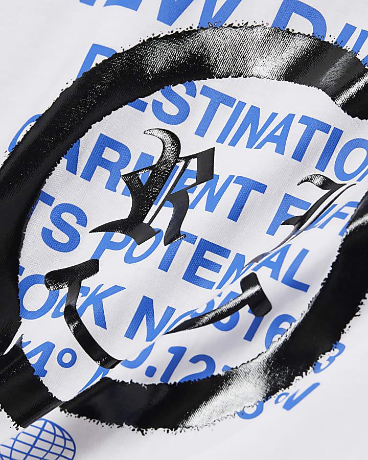 River Island Boys White Graffiti Smile T-Shirt