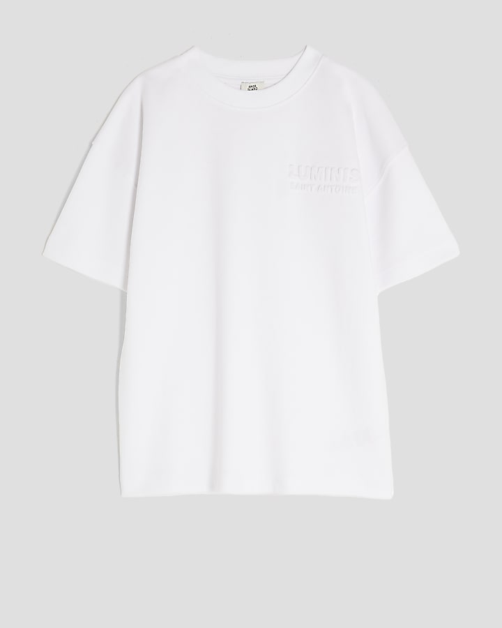 River Island Boys White Luminis Back Print T-Shirt