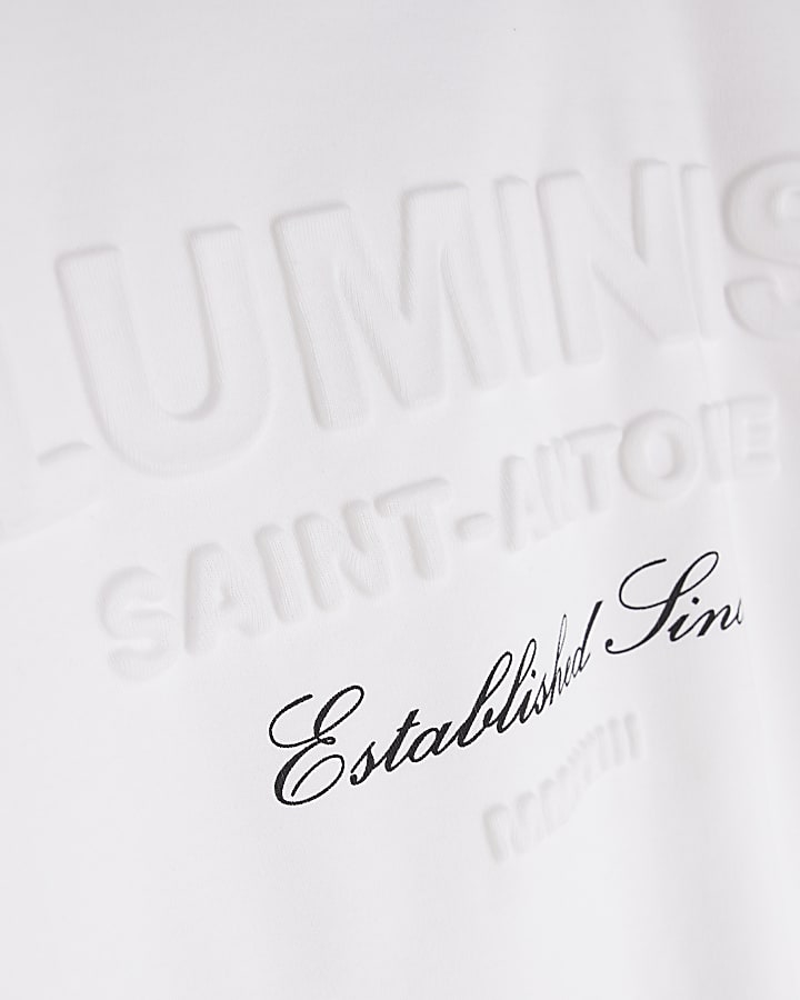 River Island Boys White Luminis Back Print T-Shirt