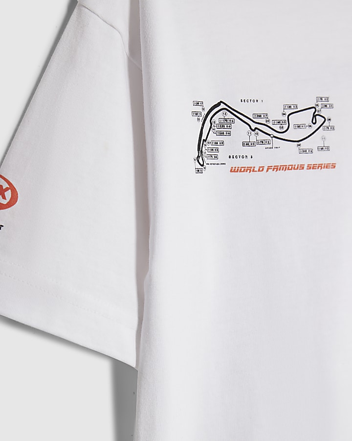 River Island Boys White Motocross Bear Car T-Shirt