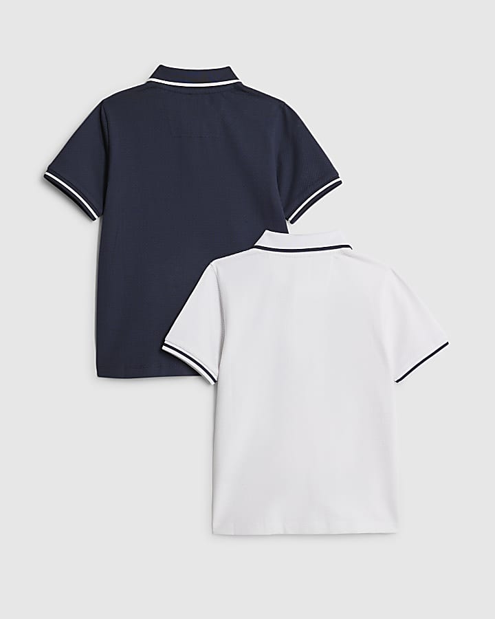 River Island Boys White Pack Of 2 Polo Shirt