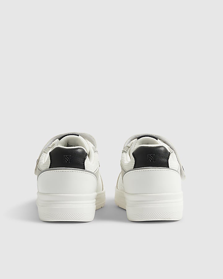 River Island Boys White RI Embossed Trainers