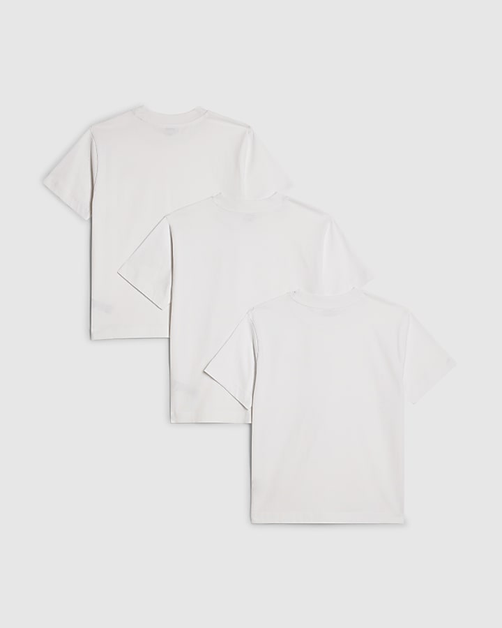 River Island Boys White RR Pack Of 3 T-Shirts