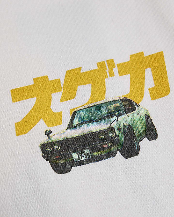 River Island Boys White Tokyo Car T-Shirt