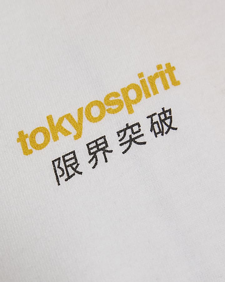 River Island Boys White Tokyo Car T-Shirt