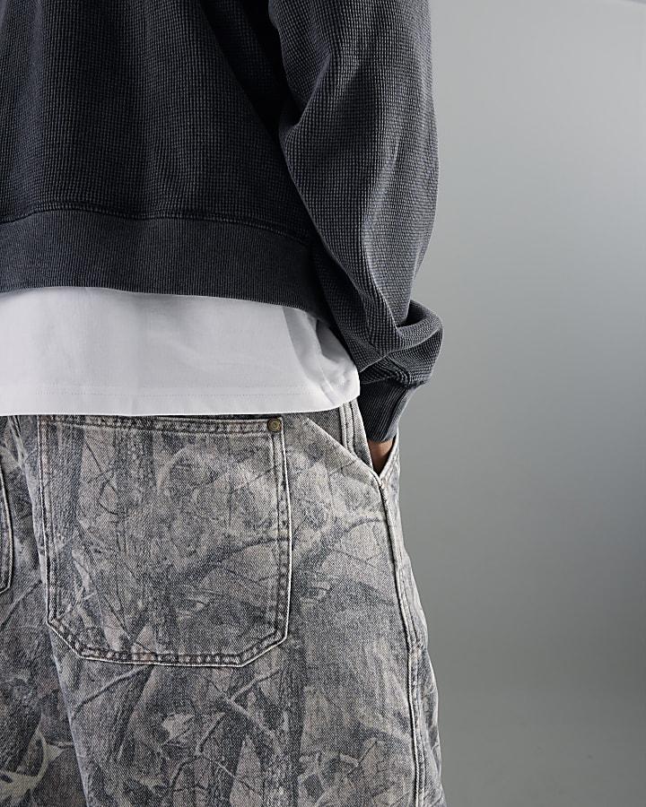 River Island Brown Baggy Fit Camouflage Jeans