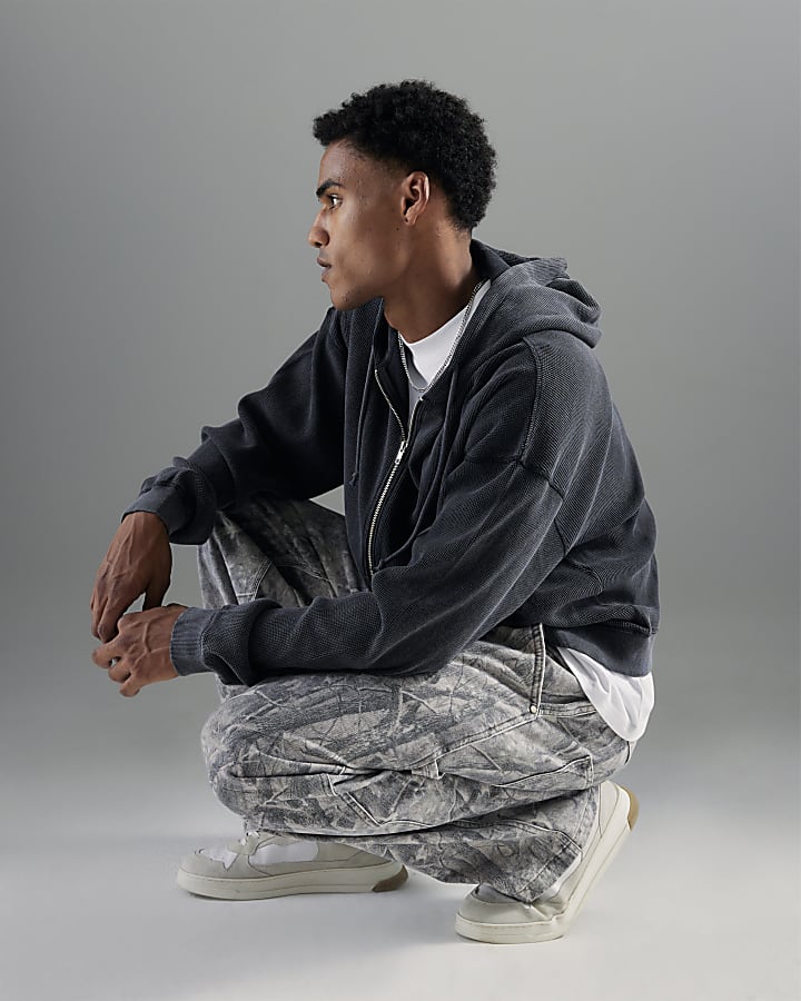 River Island Brown Baggy Fit Camouflage Jeans