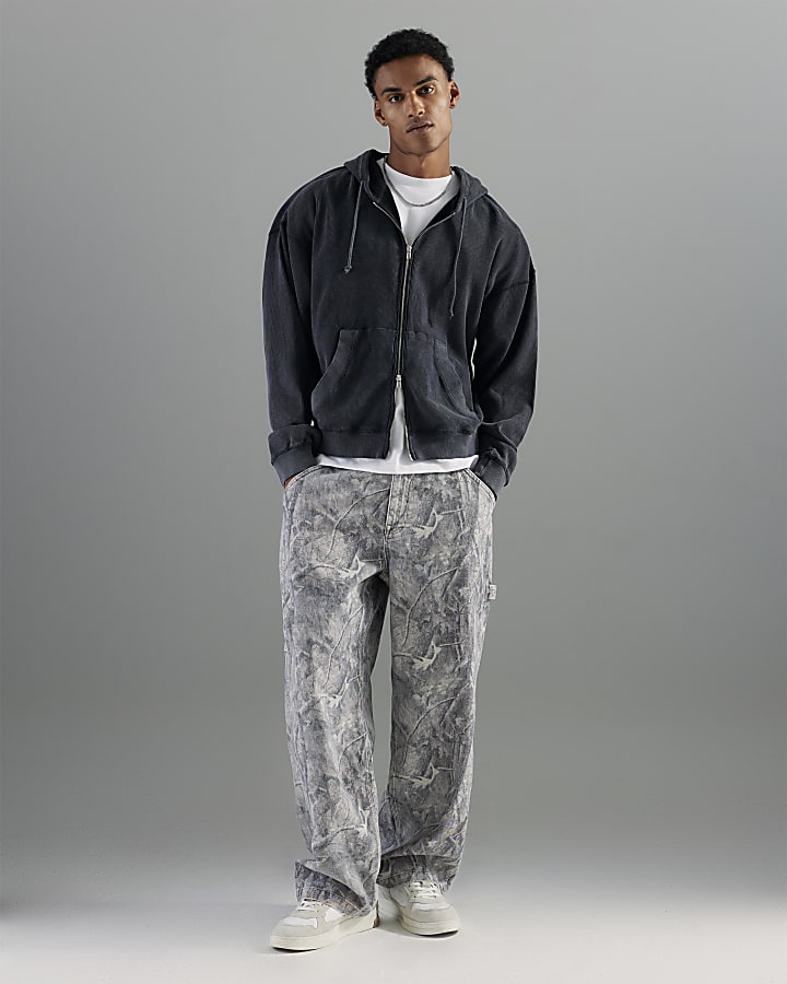 River Island Brown Baggy Fit Camouflage Jeans