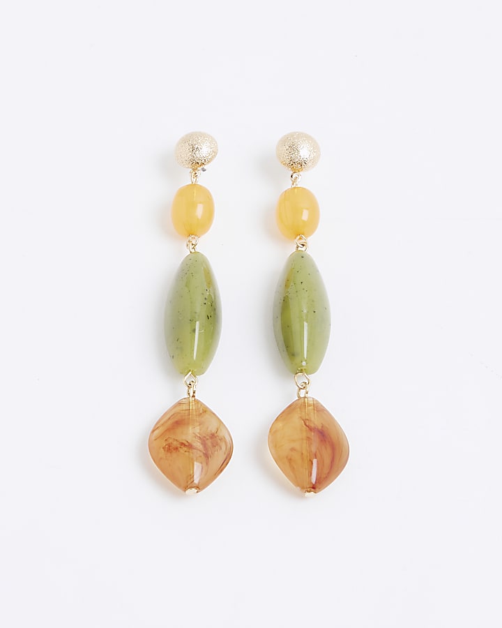 River Island Brown Bead Drop Earrings