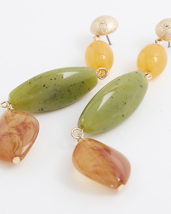 River Island Brown Bead Drop Earrings