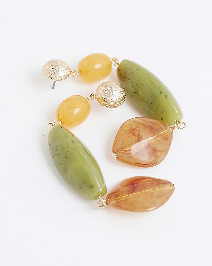 river island Brown Bead Drop Earrings