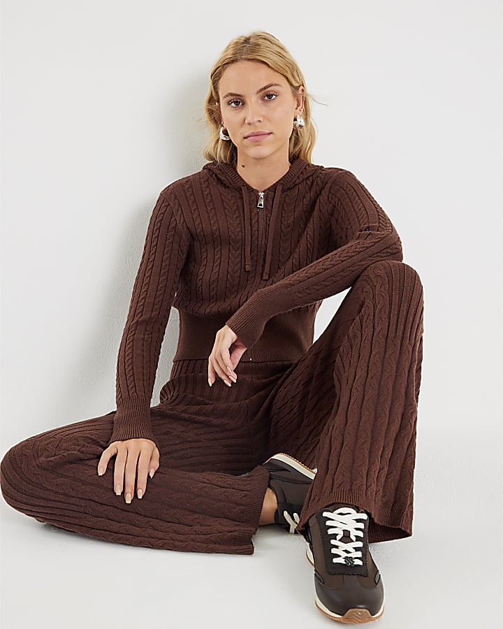 River Island Brown Cable Knit Trousers
