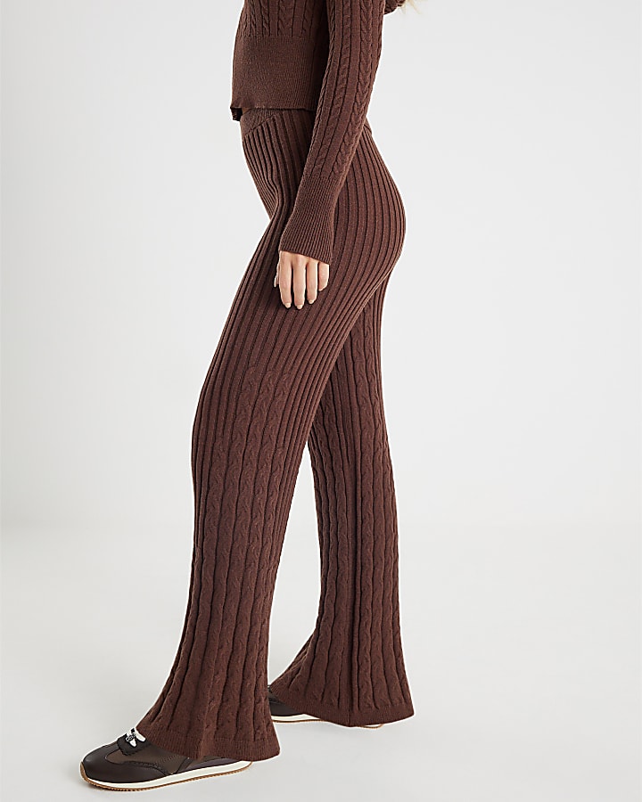 River Island Brown Cable Knit Trousers