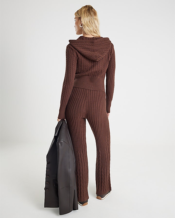 River Island Brown Cable Knit Trousers