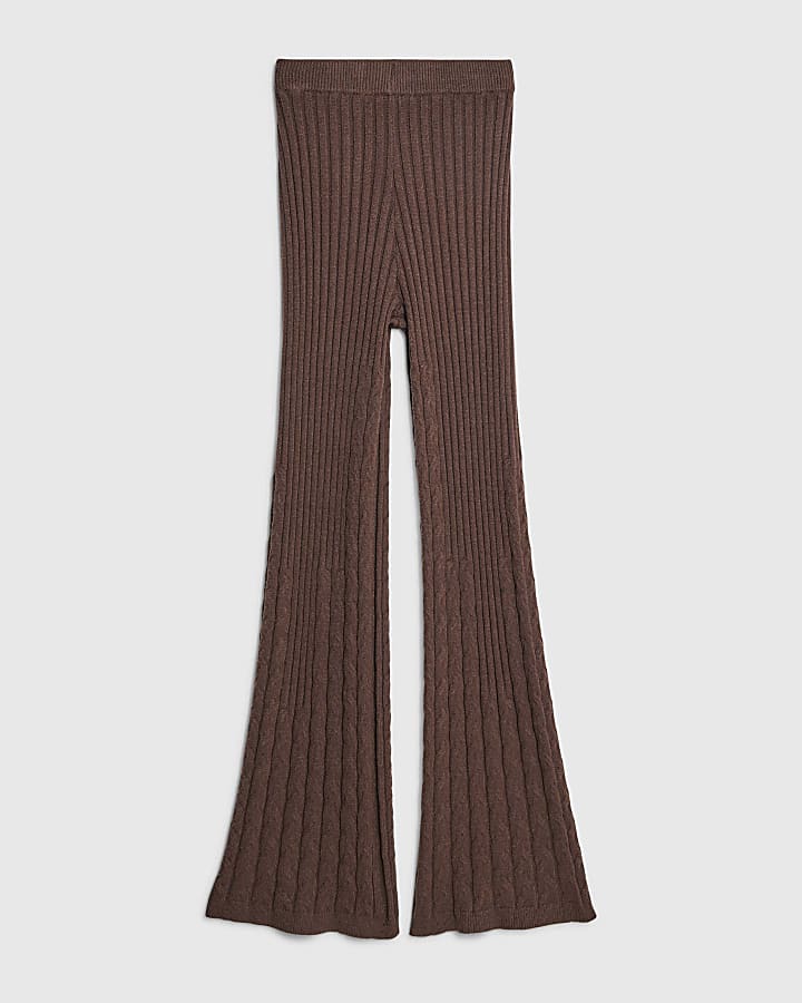 river island Brown Cable Knit Trousers