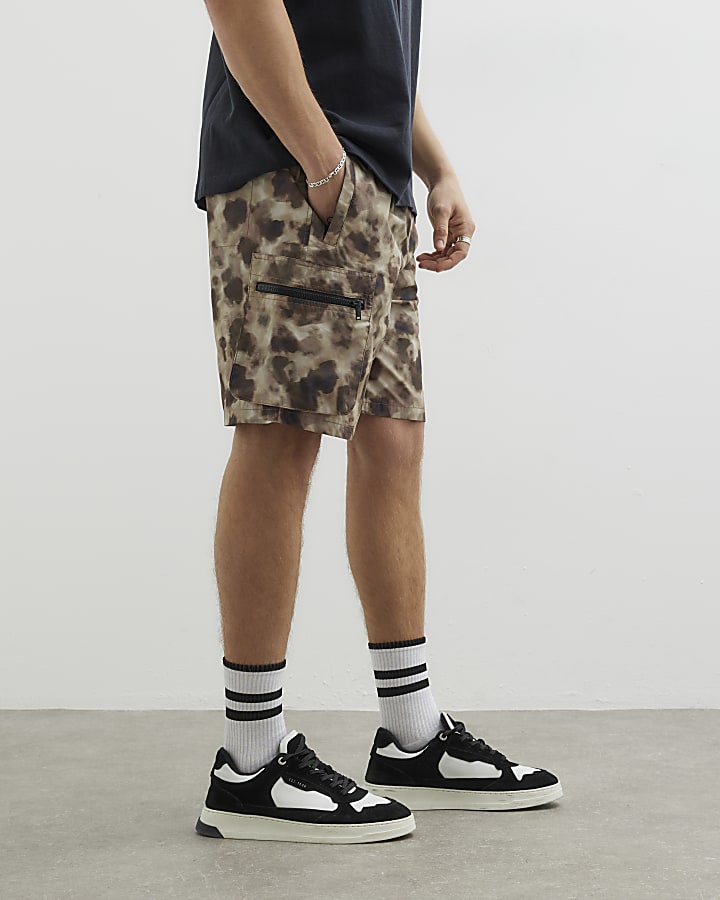 River Island Brown Camouflage Cargo Shorts