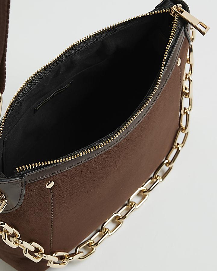 river island Brown Chain Front Cross Body Bag