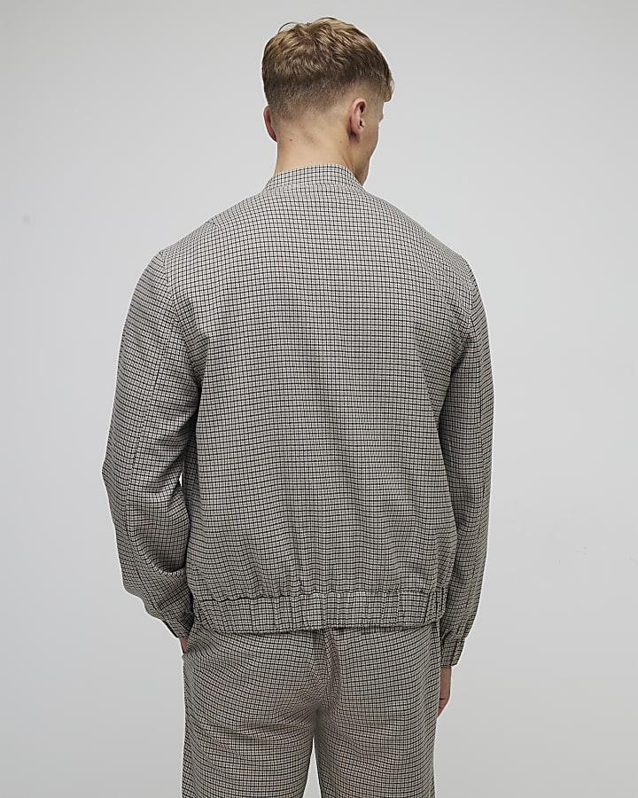 River Island Brown Check Bomber Jacket