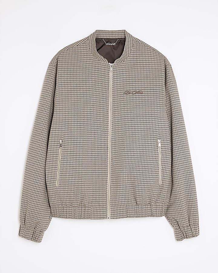river island Brown Check Bomber Jacket