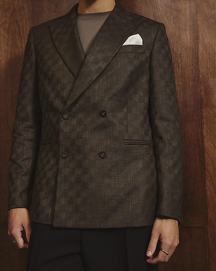 River Island Brown Checkerboard Blazer Jacket