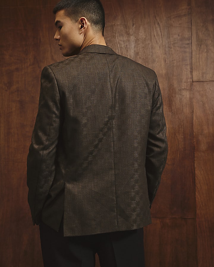 River Island Brown Checkerboard Blazer Jacket