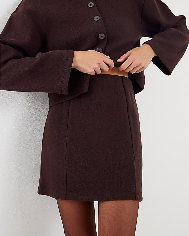 River Island Brown Cosy Mini Skirt