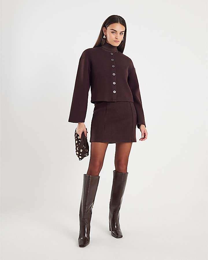 River Island Brown Cosy Mini Skirt