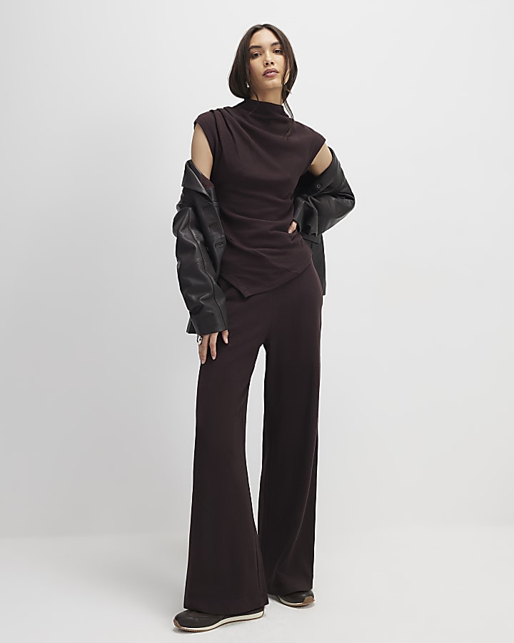 River Island Brown Cosy Sleeveless Drape Top