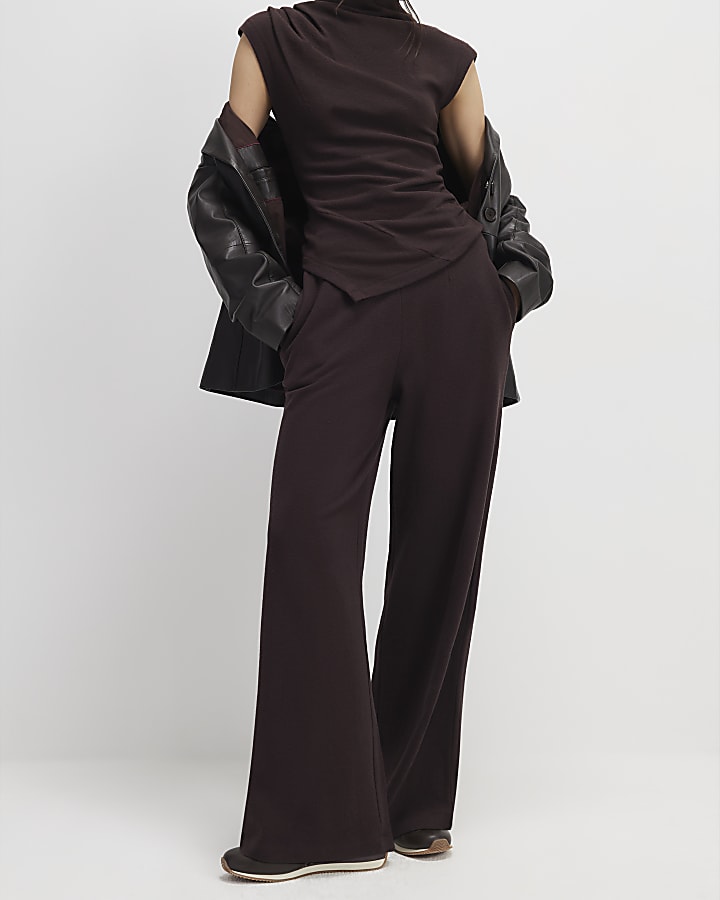 River Island Brown Cosy Wide Leg Trousers